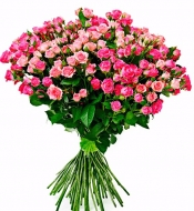 Букет иикс из розовых кустовых роз Файер Воркс под ленту