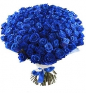 Букет из синих роз (101 шт) под ленту